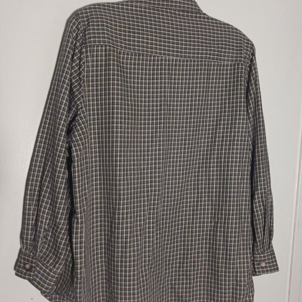 Bonworth Womans Medium Plaid Green Embroidery Leaves Shirt Long Sleeves - Picture 6 of 6